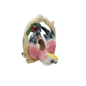Vintage Maruhon Ware Ceramic Cockatoo Exotic Bird Hanging Planter, perfect for s